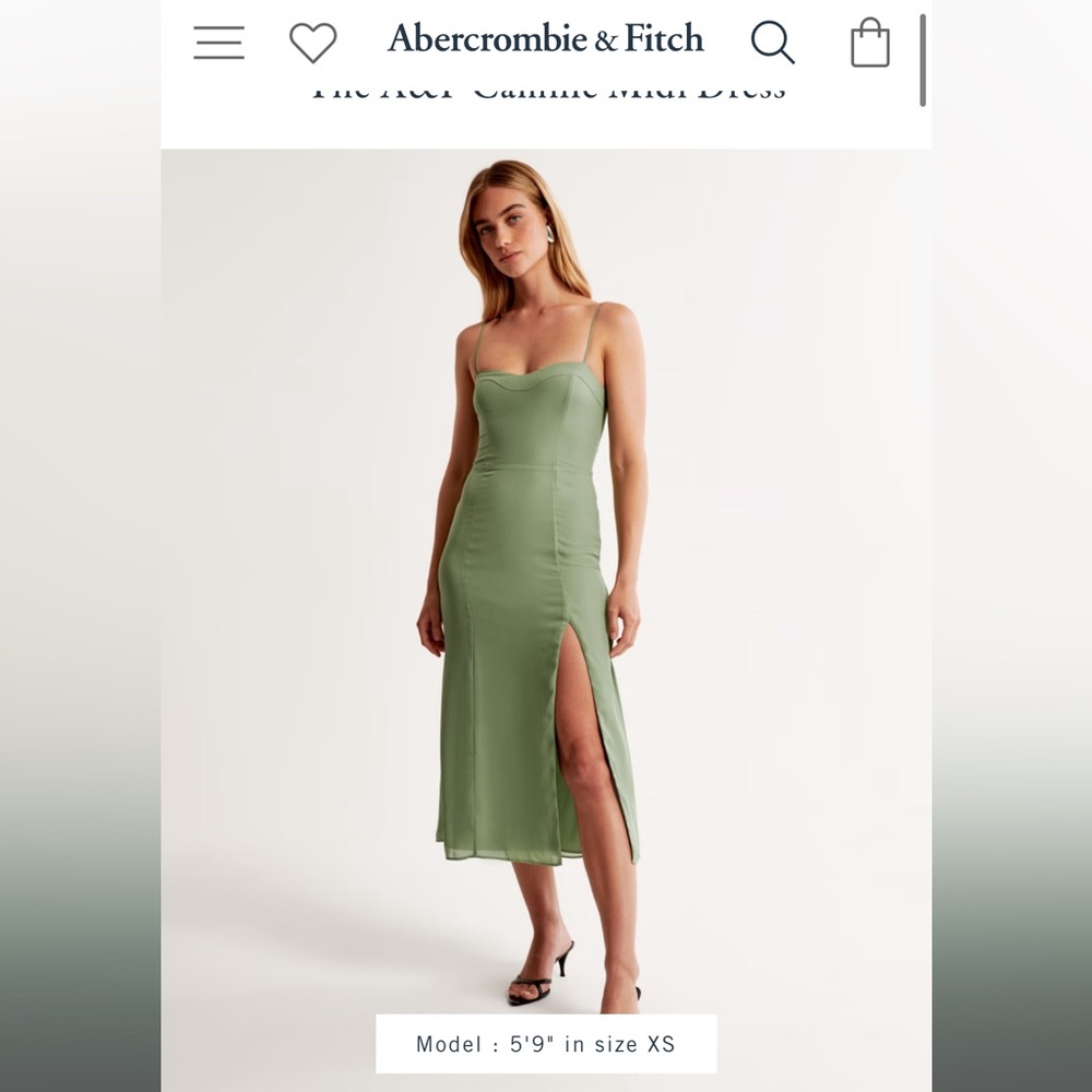 Abercrombie Camille Midi Dress in Green Size SR